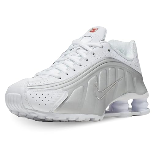 Nike Women's Shox R4 Trainers, Multicoloured White Metallic Silver Max Orange 000, 6 US