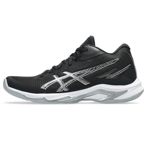 ASICS Women's Netburner Ballistic FlyteFoam Mid Top 4 Volleyball Shoes, 10, Black/White