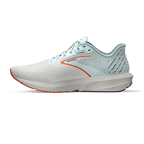 Brooks Men’s Launch 10 Neutral Running Shoe - Coconut/Skylight/Red Orange - 10.5 Medium