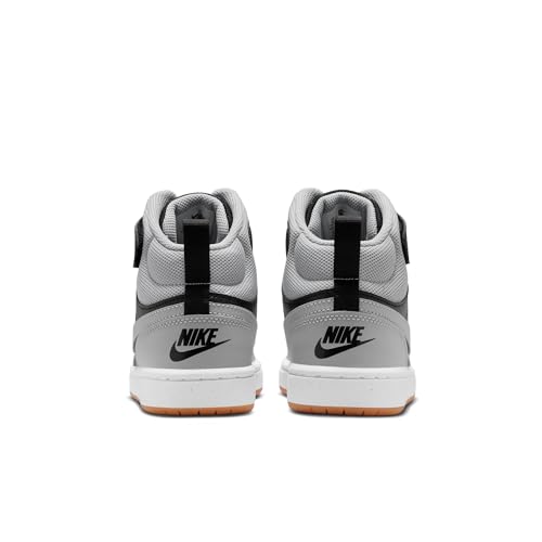 Nike Big Kid's Court Borough Mid 2 Shoes, Black/Light Smoke Grey-White-Gum Medium Brown, 6Y