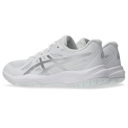 ASICS Kid's Upcourt 6 GS Volleyball Shoes, 4, White/Pure Silver