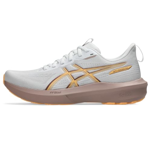 ASICS Women's GT-1000 14 Running Shoes, 8.5, White/Rubble RED