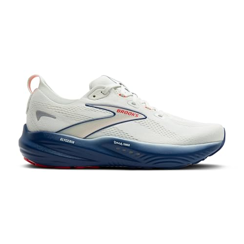 Brooks Men’s Glycerin 22 Neutral Running Shoe - Gray/Navy Peony/Fiery Red - 9.5 Medium