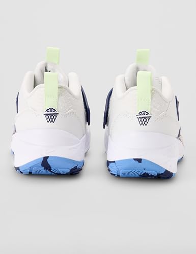 Nike Big Kid's Team Hustle D Basketball Shoes, Summit White/Volt Tint-Midnight Navy, 3.5Y