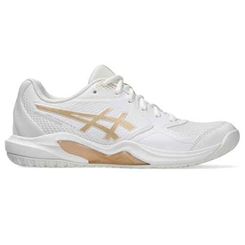 ASICS Women's Gel-Dedicate 9 Pickleball Tennis Shoes, 8, White/Champagne
