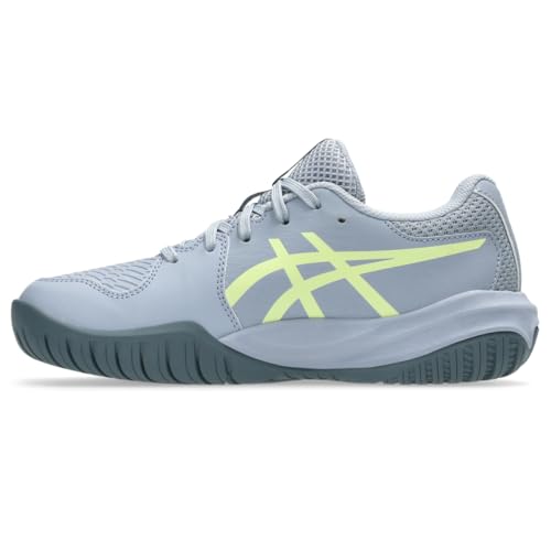 ASICS Kid's Gel-Resolution X Grade School Tennis Shoes, 5, Grey Blue/Pistachio
