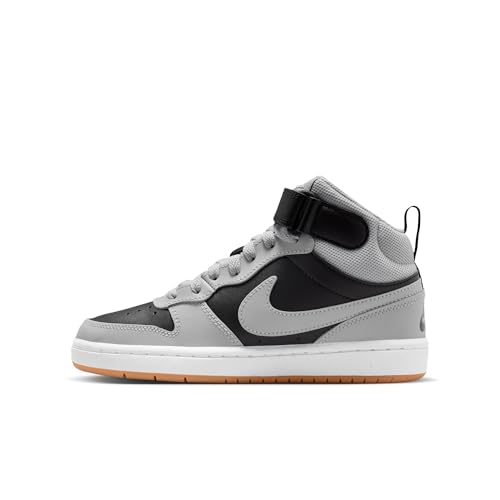Nike Big Kid's Court Borough Mid 2 Shoes, Black/Light Smoke Grey-White-Gum Medium Brown, 6Y