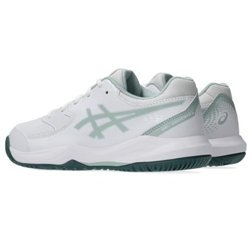 ASICS Kid's Gel-Dedicate 8 Grade School Tennis Shoes, 2, White/Cold Moss