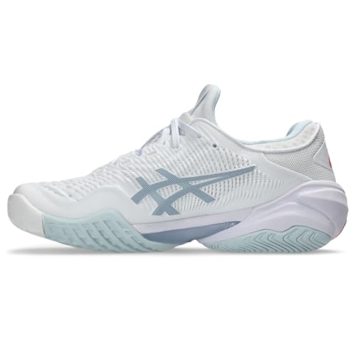 ASICS Women's Court FlyteFoam 3 Tennis Shoes, 8, White/Sky