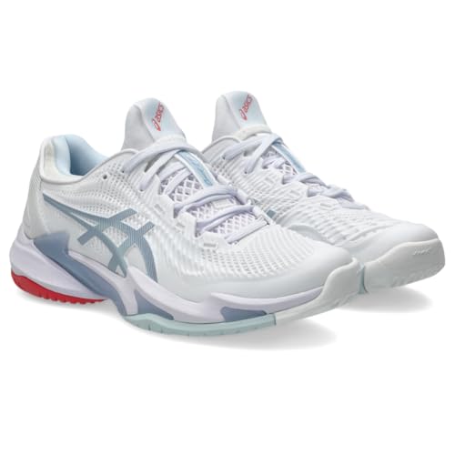 ASICS Women's Court FlyteFoam 3 Tennis Shoes, 8, White/Sky