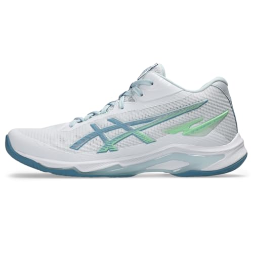 ASICS Men's Netburner Ballistic FlyteFoam Mid Top 4 Volleyball Shoes, 10, White/SABA Blue