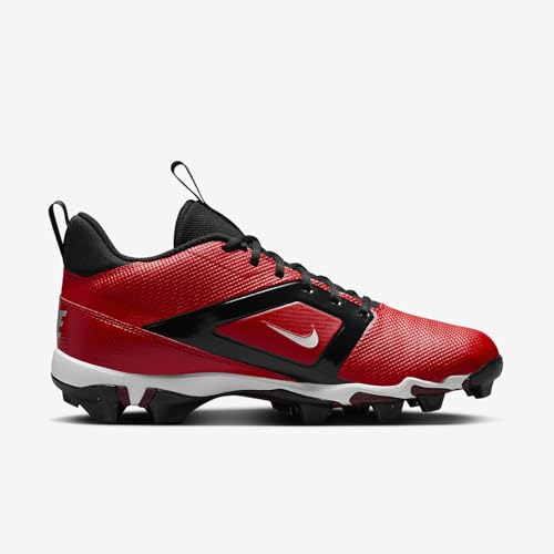 Nike Alpha Menace 4 Shark Football Cleats (FN0028-600, University Red/Metallic Silver/Team Red/White) Size 11