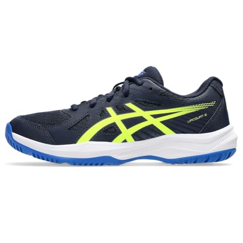 ASICS Kid's Upcourt 6 Grade School Volleyball Shoes, 1, Midnight/Safety Yellow