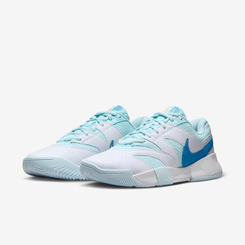 NikeCourt Lite 4 Women's Tennis Shoes (FD6575-400, Glacier Blue/White/Light Lemon Twist/Star Blue) Size 9