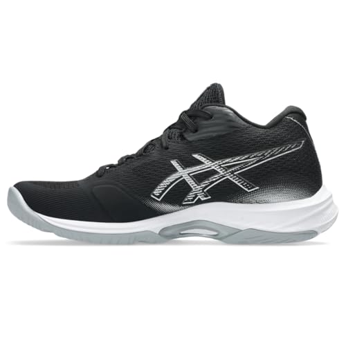 ASICS Women's Netburner Ballistic FlyteFoam Mid Top 4 Volleyball Shoes, 10, Black/White