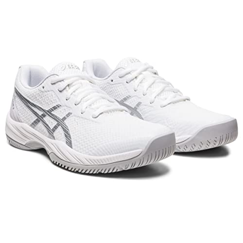 ASICS Women's Gel-Game 9 Tennis Shoes, 7, White/Pure Silver
