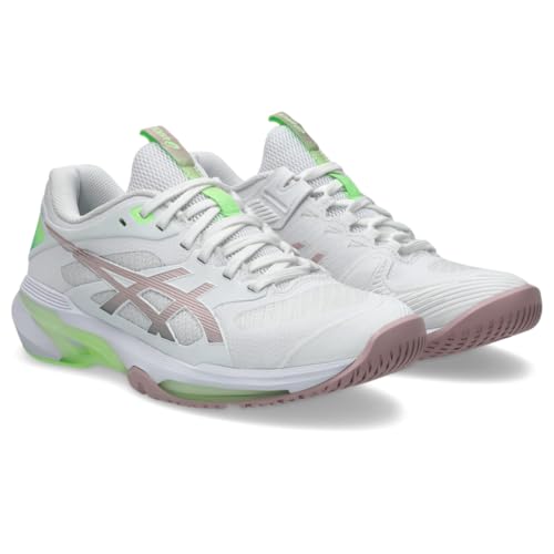 ASICS Women's Solution Speed FlyteFoam 4 Clay Tennis Shoes, 9, White/MORGANITE