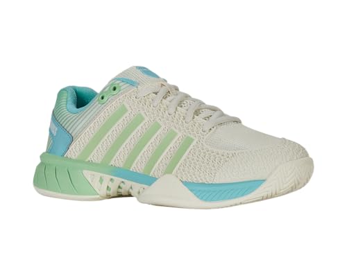 K-Swiss Women’s Express Light Pickleball Shoes – Lightweight Breathable Court Shoe, Stable Support, Durable Toe Protection, Egret/Patina Green, 9 W