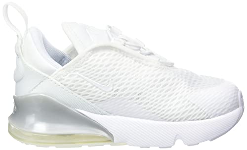 Nike Baby/Toddler Air Max 270 Shoes, White/White/Metallic Silver, 7C