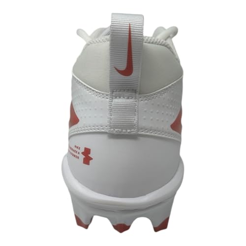 Nike Alpha Menace 4 Varsity Molded Football Cleats (White/Team Orange/Black, US Footwear Size System, Adult, Men, Numeric, Medium, 14)