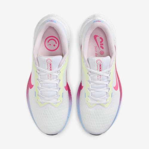Nike Winflo 10 Women's Road Running Shoes (FZ3973-100, White/Barely Volt/Aquarius Blue/Hyper Pink) Size 11.5