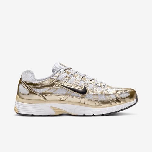 W NIKE P-6000 "WHITE/BLACK-GRAIN-MTLC GOLD GRAIN"