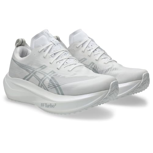 ASICS Unisex MEGABLAST Running Shoes, 5M / 6.5W, White/Piedmont Grey