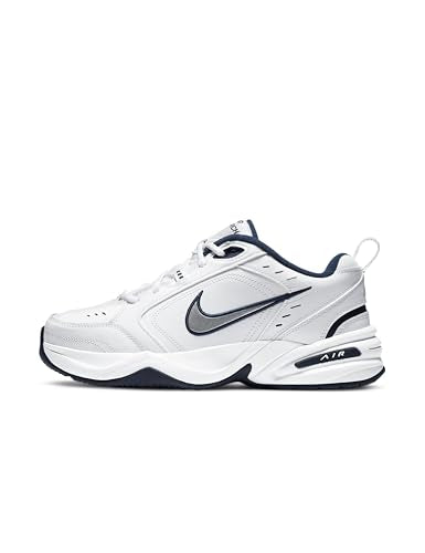 Nike Men's Air Monarch IV Running Shoe Metallic Silver/Mid Navy (8)