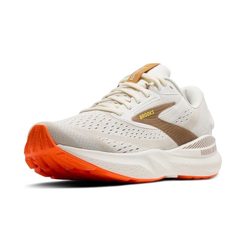 Brooks Men’s Adrenaline GTS 24 Supportive Running Shoe - Coconut/Portabella/Orange - 10.5 Medium