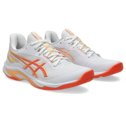 ASICS Women's Netburner Ballistic FlyteFoam 4 Volleyball Shoes, 10, White/Vivid Coral