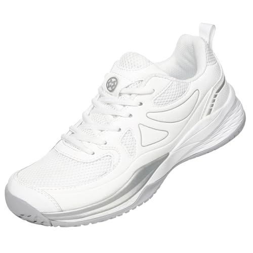 Sisttke Men's Badminton Pickleball Tennis Shoes White/Silver
