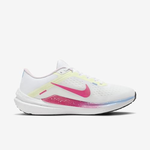 Nike Winflo 10 Women's Road Running Shoes (FZ3973-100, White/Barely Volt/Aquarius Blue/Hyper Pink) Size 11.5