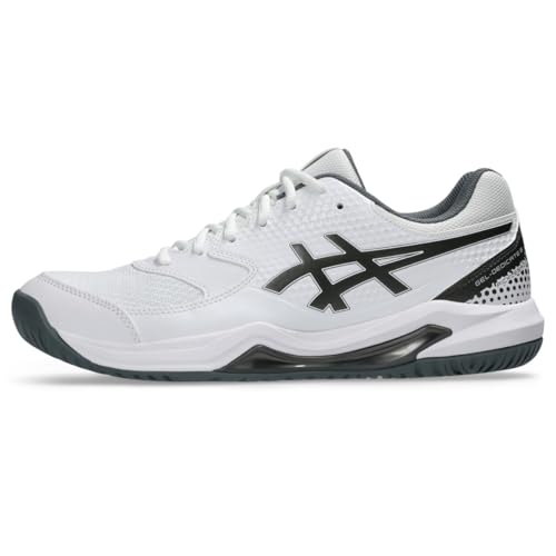 ASICS Men's Gel-Dedicate 8 Pickleball Shoes, 7.5, White/Gunmetal