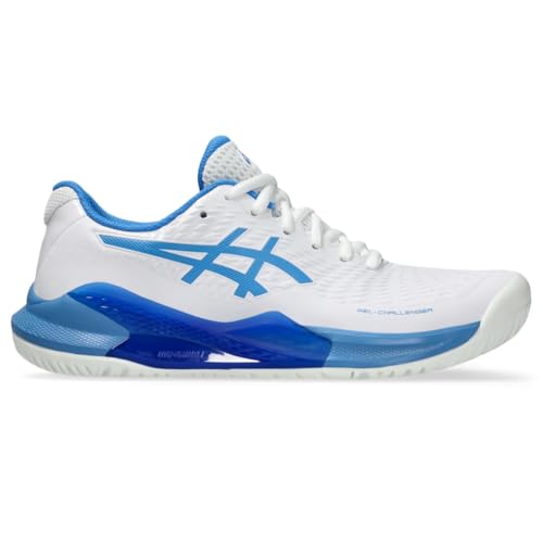 ASICS Women's Gel-Challenger 14 Tennis Shoes, 7.5, White/Blue Coast