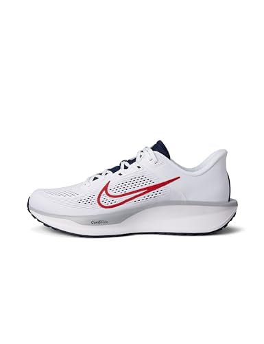 Nike Men's Quest 6 Road Running Shoes, White/University Red-Obsidian-Wolf Grey, 13