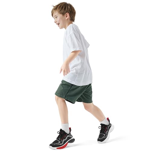 RUNSIDE Boys Girls Sneakers for Outdoor, Size 6 Big, Black/Red