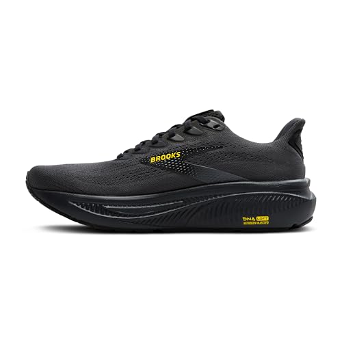 Brooks Men’s Ghost 17 Neutral Running Shoe - Ebony/Black/Yellow - 10 Medium