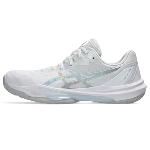 ASICS Unisex Sky Elite FlyteFoam 3 Volleyball Shoes, 14M / 15.5W, White/Pure Silver