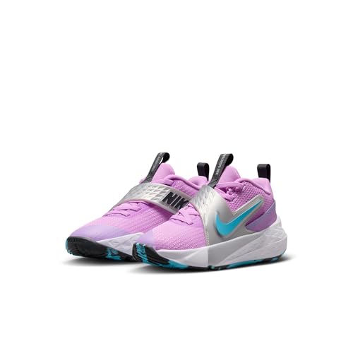 Nike Little Kids' Team Hustle D Basketball Shoes, Fuchsia Glow/BaLightic Blue-Metallic Silver, 11.5C