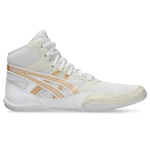 ASICS Kid's Snapdown 4 Grade School Wrestling Shoes, 2, White/Pure Gold