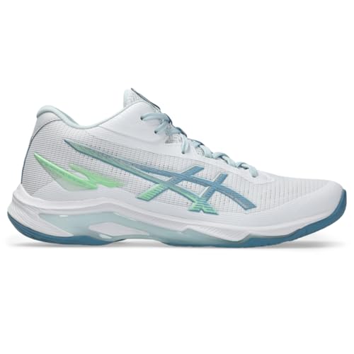 ASICS Men's Netburner Ballistic FlyteFoam Mid Top 4 Volleyball Shoes, 14, White/SABA Blue