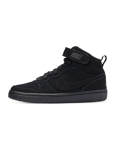 Nike Big Kid's Court Borough Mid 2 Lifestyle Shoes, Black/Black-Black, 5Y