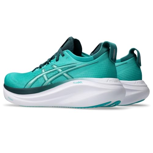 ASICS Men's Gel-Nimbus 27 Running Shoes, 11, Wave Teal/Saxon Green