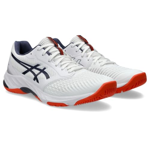 ASICS Men's Netburner Ballistic FlyteFoam 3 Volleyball Shoes, 6.5, White/Indigo Fog