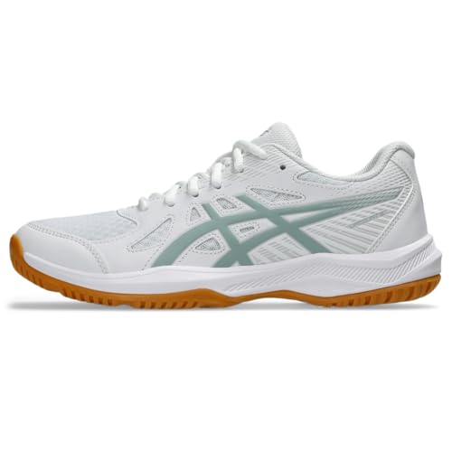 ASICS Women's Upcourt 6 Volleyball Shoes, 7.5, White/Ocean Haze