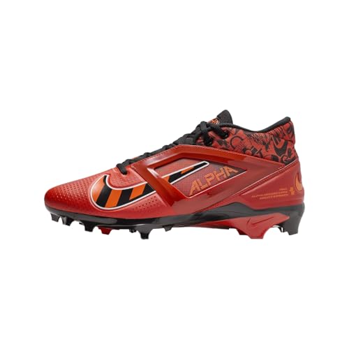 Nike Alpha Menace 4 Pro NRG Football Cleats (FQ3984-600, Picante Red/Bright Mandarin/Dragon Red/Black) Size 12