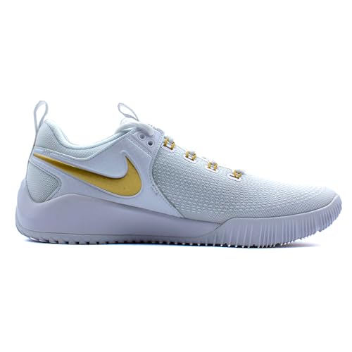 Nike Women's Zoom Hyperace 2 Volleyball Shoe, White/Metallic Gold, 8 US