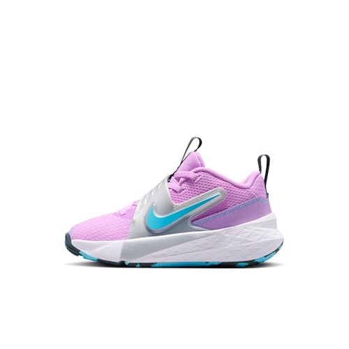 Nike Little Kids' Team Hustle D Basketball Shoes, Fuchsia Glow/BaLightic Blue-Metallic Silver, 11.5C