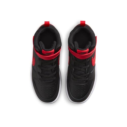 Nike Little Kids' Court Borough Mid 2 Shoes, Black/University Red-White, 13.5C