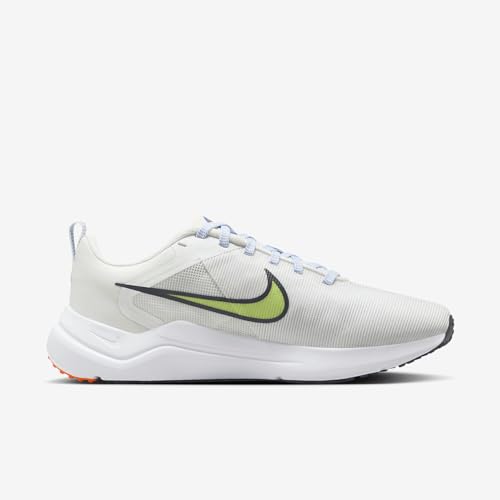 Nike Downshifter 12 (DD9294-104, Summit White/White/Obsidian/Lime Blast) Size 10.5